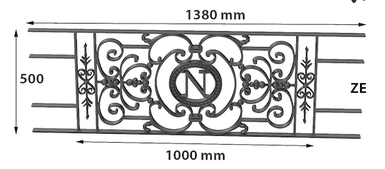 Griglia del balcone, parapetto in ghisa — rif ZE